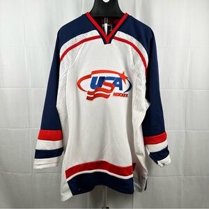 Vintage Y2K Men’s USA Olympics National Hockey League Blank Jersey Size Large